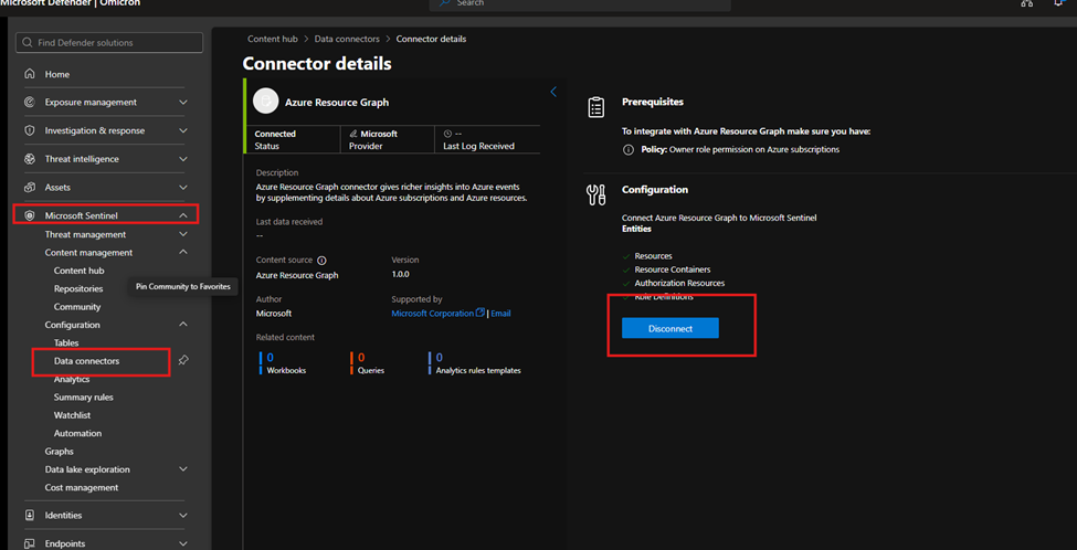 Activating the Azure Resource Graph connector